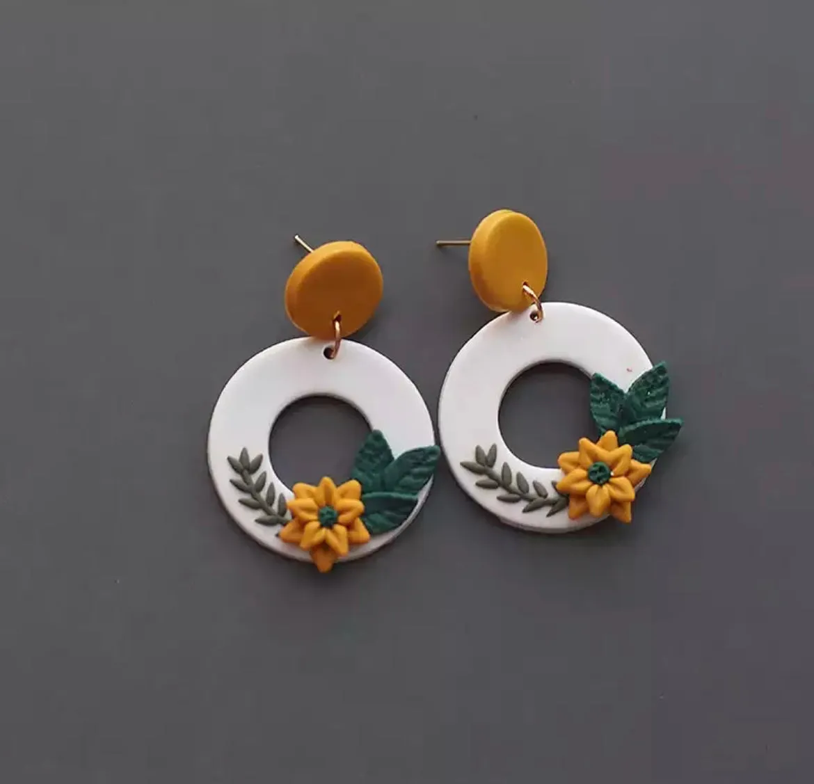 Hollow Floral Polymer Clay Earrings