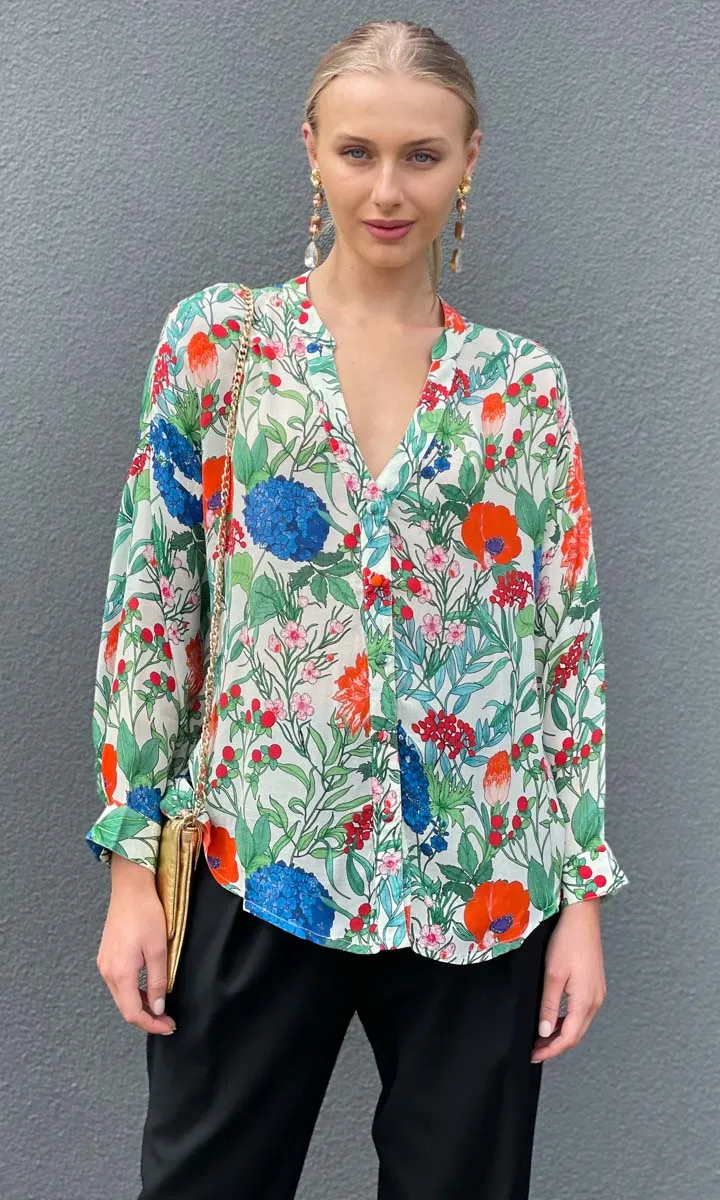 Hoss Galla Long Sleeve Blue Floral Shirt