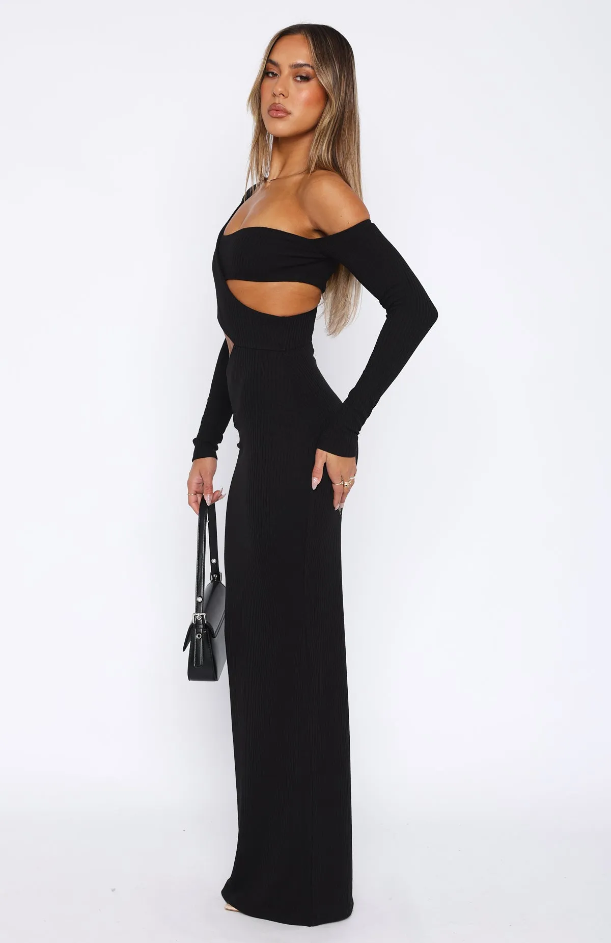 Hot Right Now Long Sleeve Maxi Dress Black