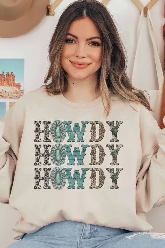 HOWDY LEOPARD GRAPHIC SWEATSHIRT PLUS SIZE