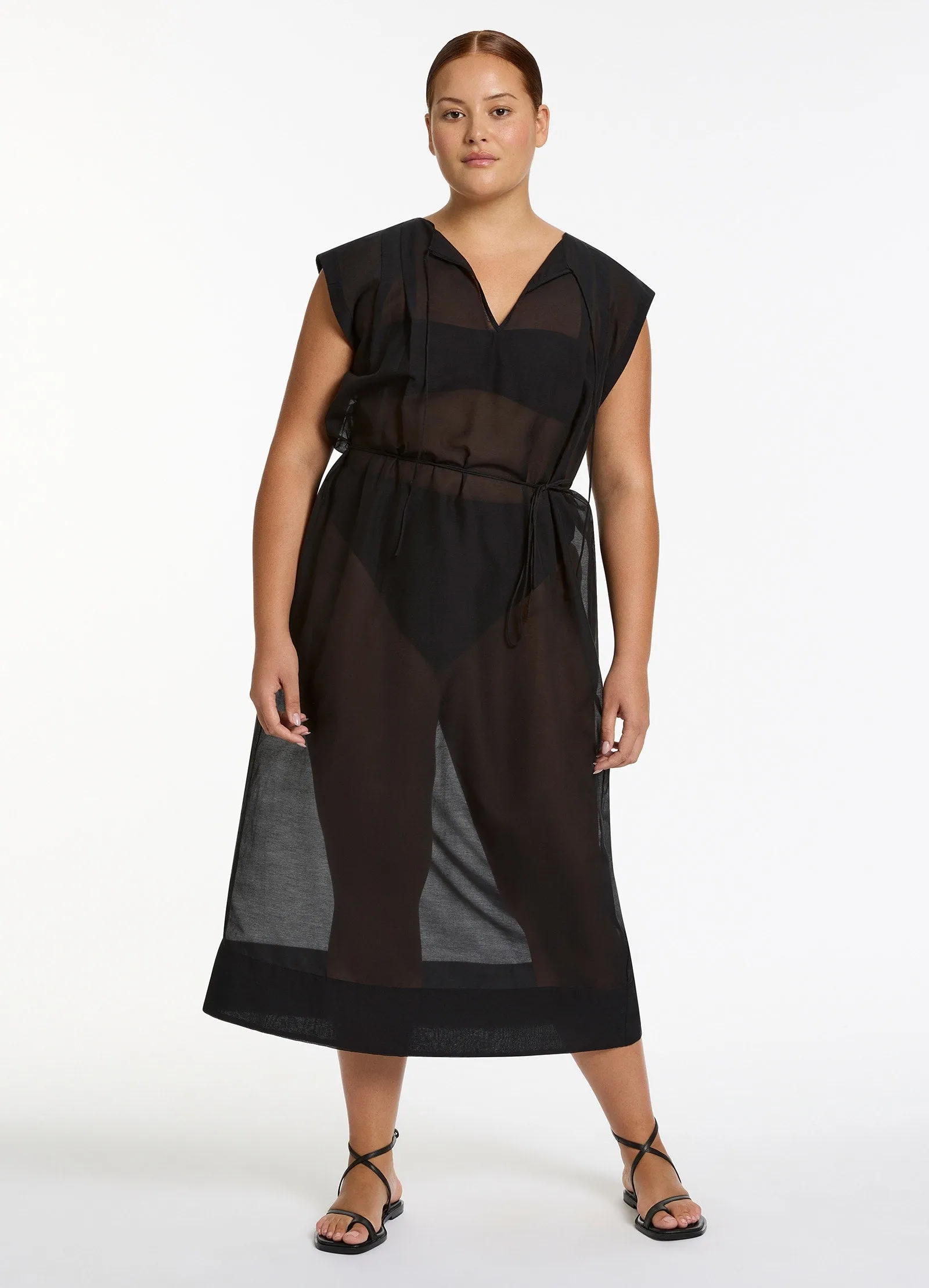 Jetset Gathered Maxi Cover Up - Black