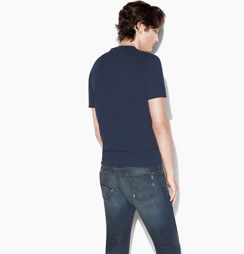 John Varvatos Raw Edge V-Neck Tee, Oiled Blue