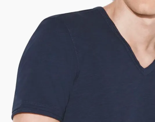 John Varvatos Raw Edge V-Neck Tee, Oiled Blue