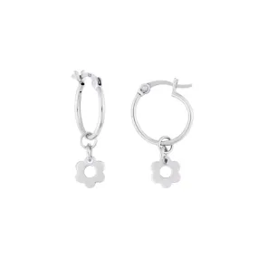 KAIA HOOP EARRINGS SILVER FLOWER