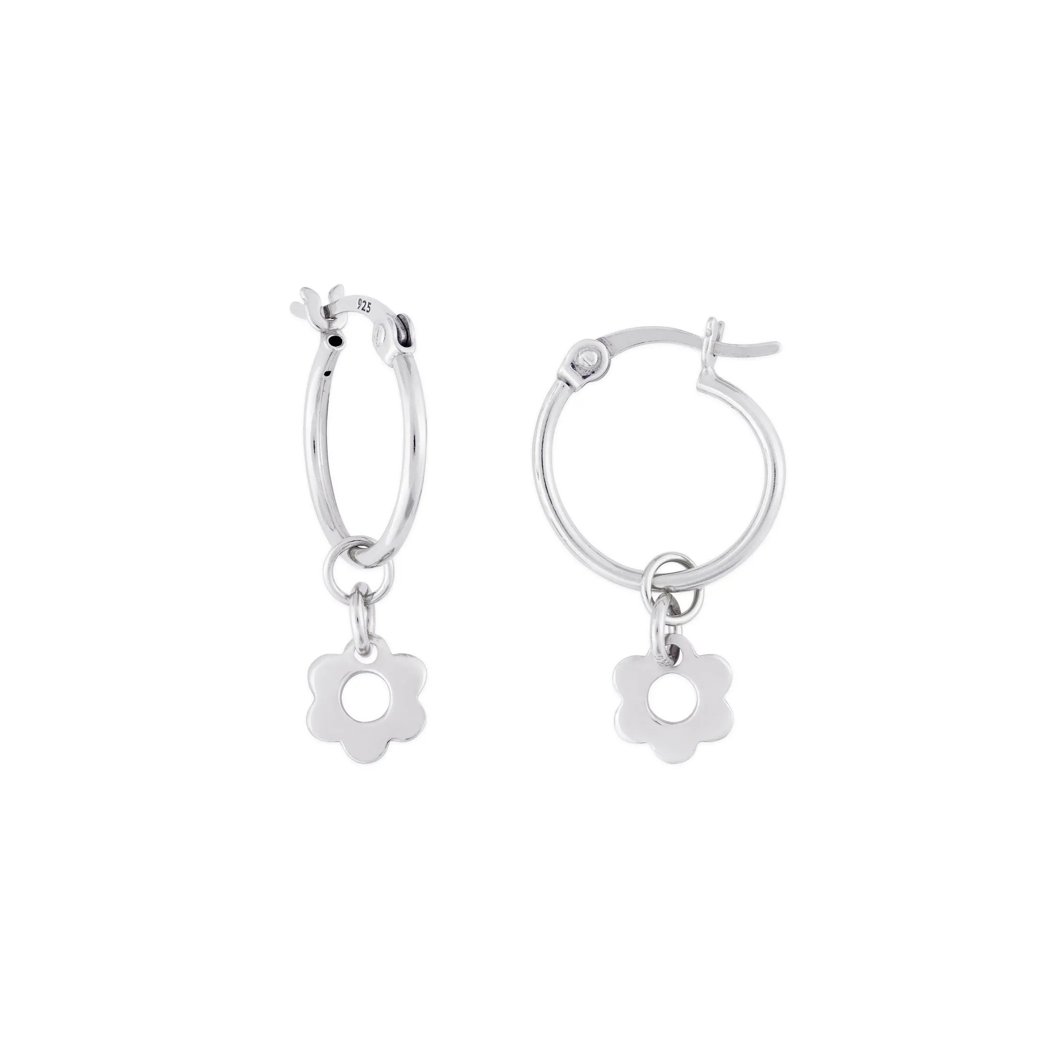 KAIA HOOP EARRINGS SILVER FLOWER