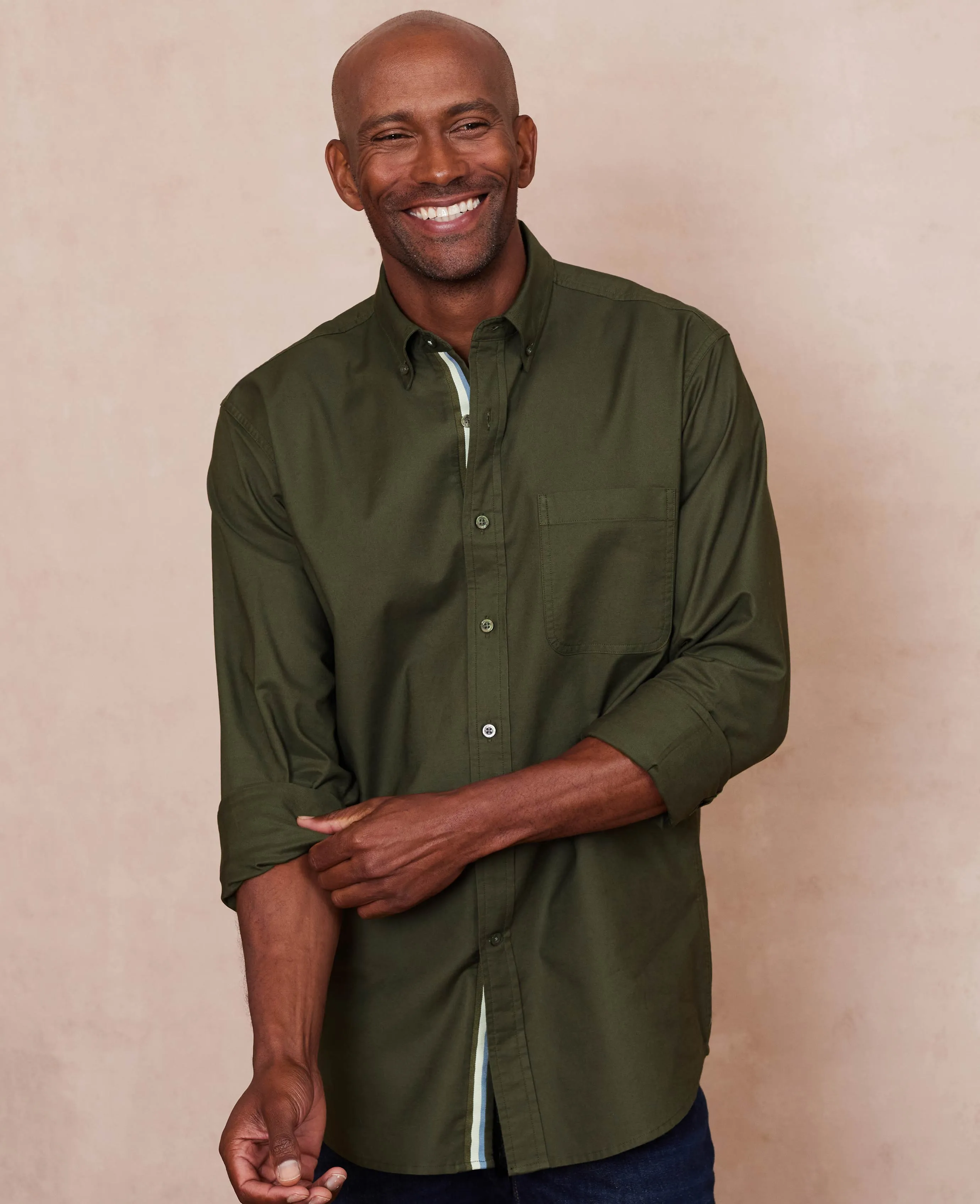 Khaki Classic Fit Button-Down Oxford Casual Shirt