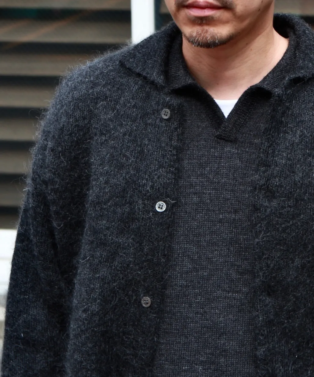 Kid Mohair Knit Shirt "GRAY"