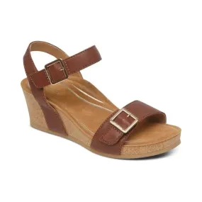 Lexa Quarter Strap Wedge - Walnut