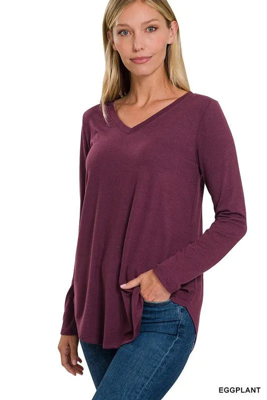 Long Sleeve V Neck Top