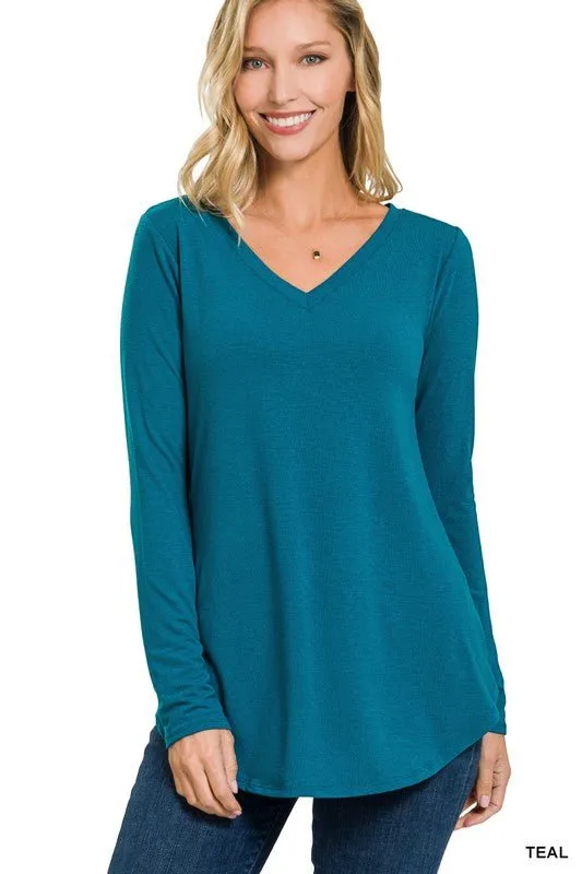 Long Sleeve V Neck Top