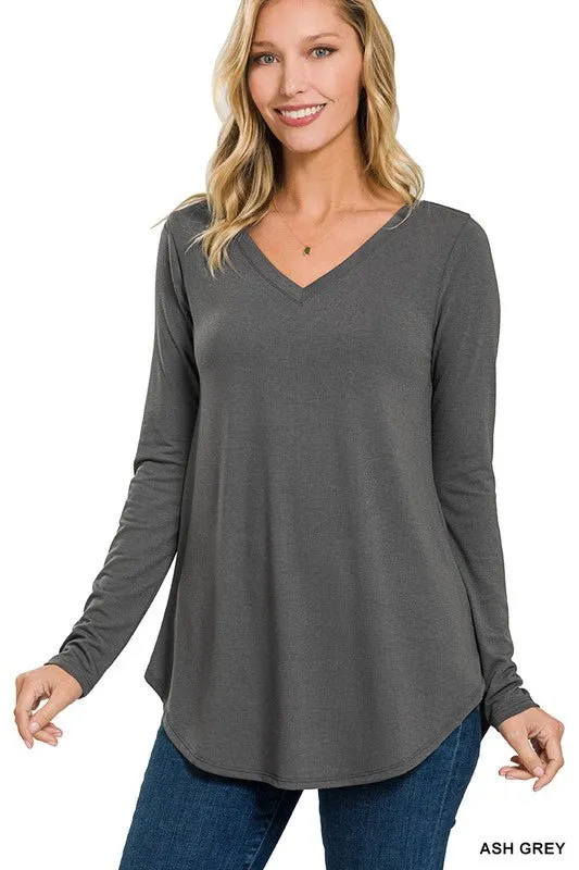 Long Sleeve V Neck Top