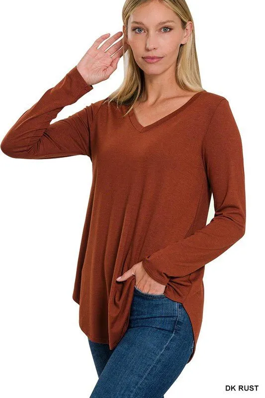 Long Sleeve V Neck Top