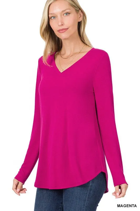 Long Sleeve V Neck Top