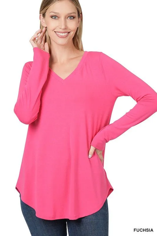 Long Sleeve V Neck Top