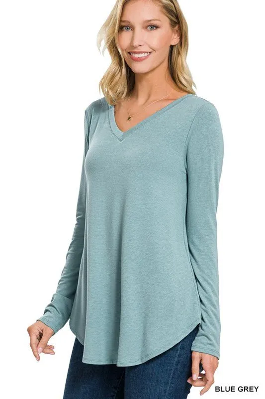 Long Sleeve V Neck Top