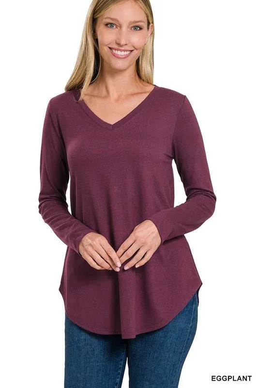 Long Sleeve V Neck Top