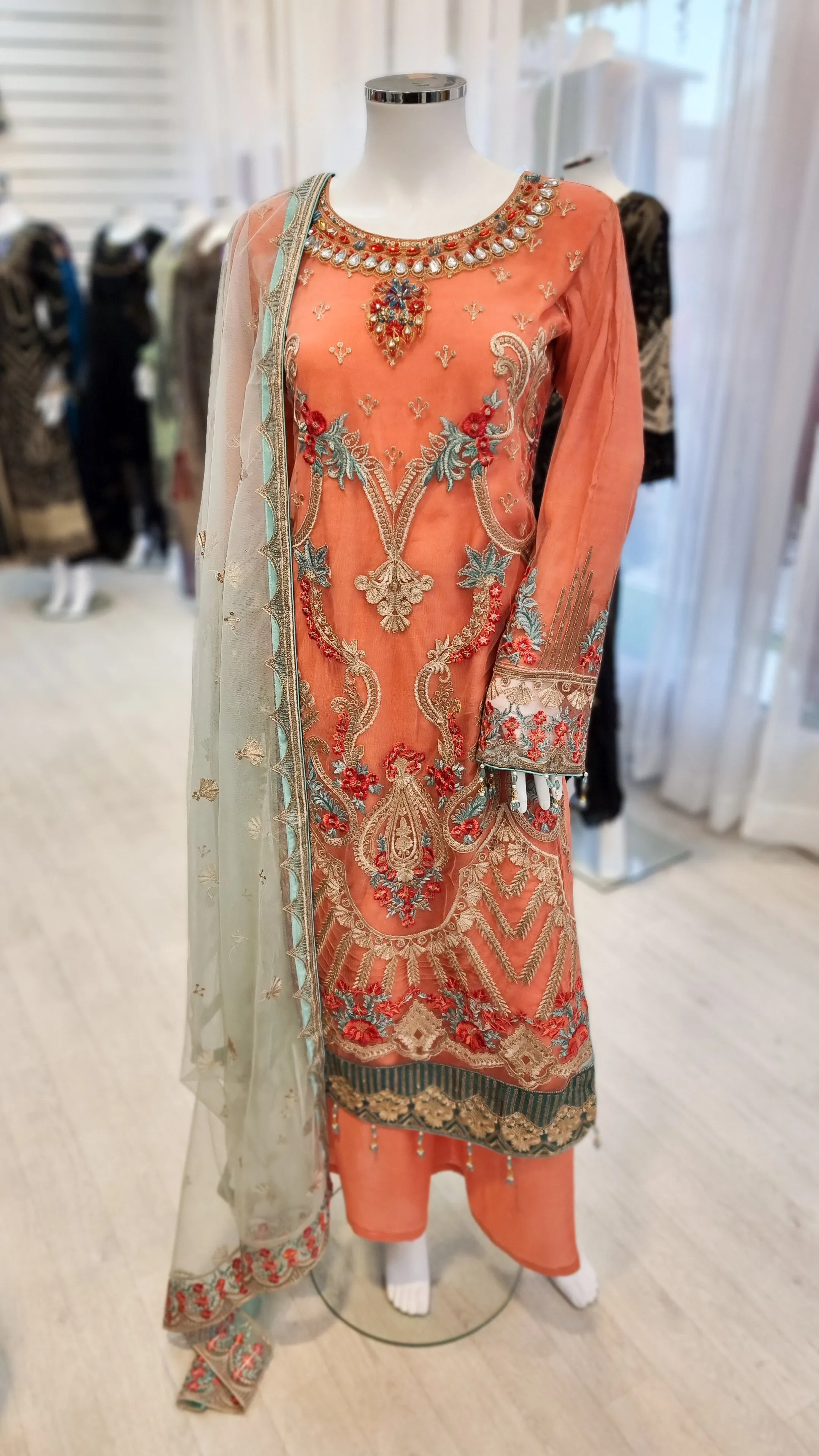 Maryam's Peach Luxury Chiffon Suit (PRET Premium Collection)