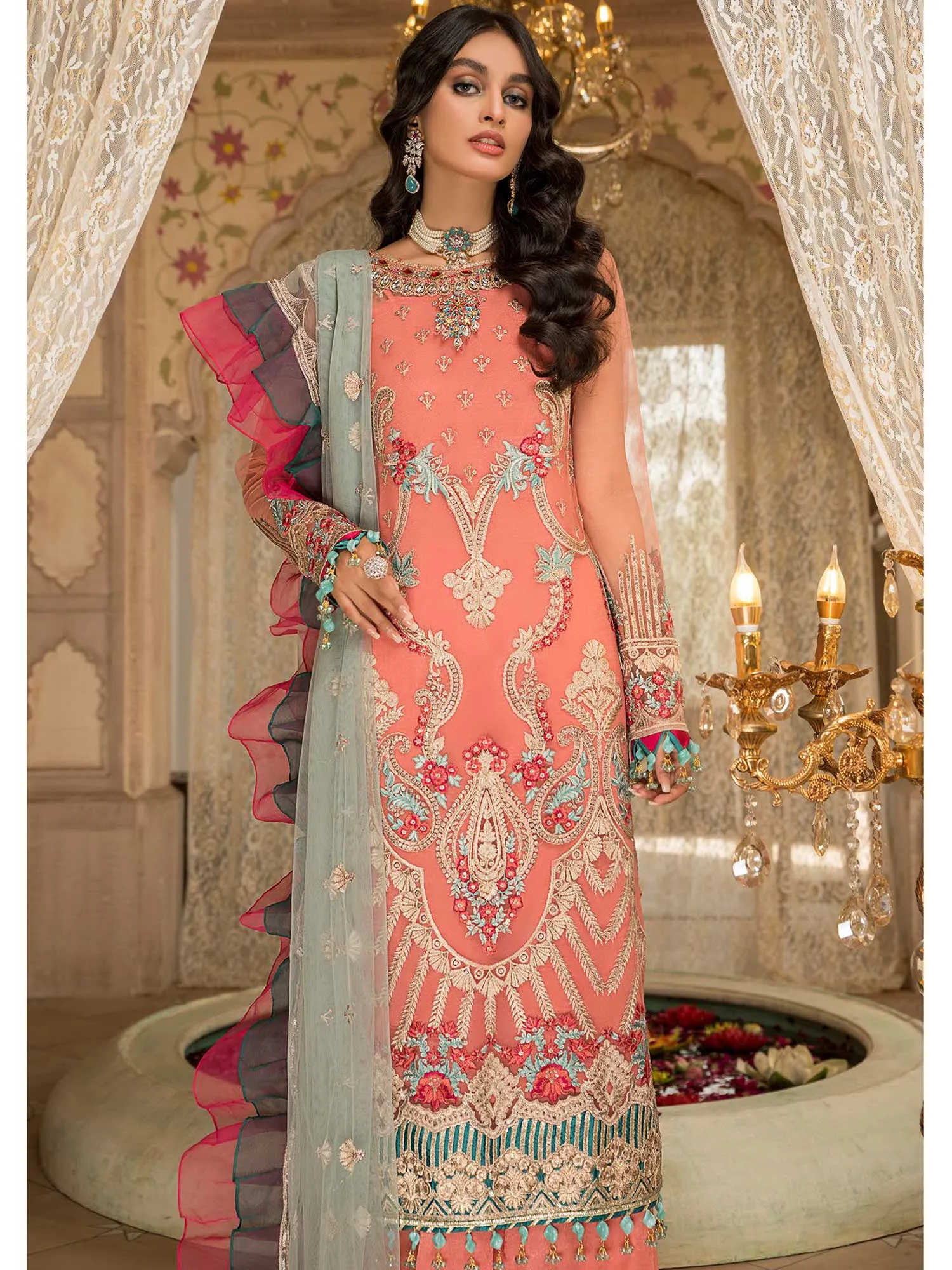 Maryam's Peach Luxury Chiffon Suit (PRET Premium Collection)