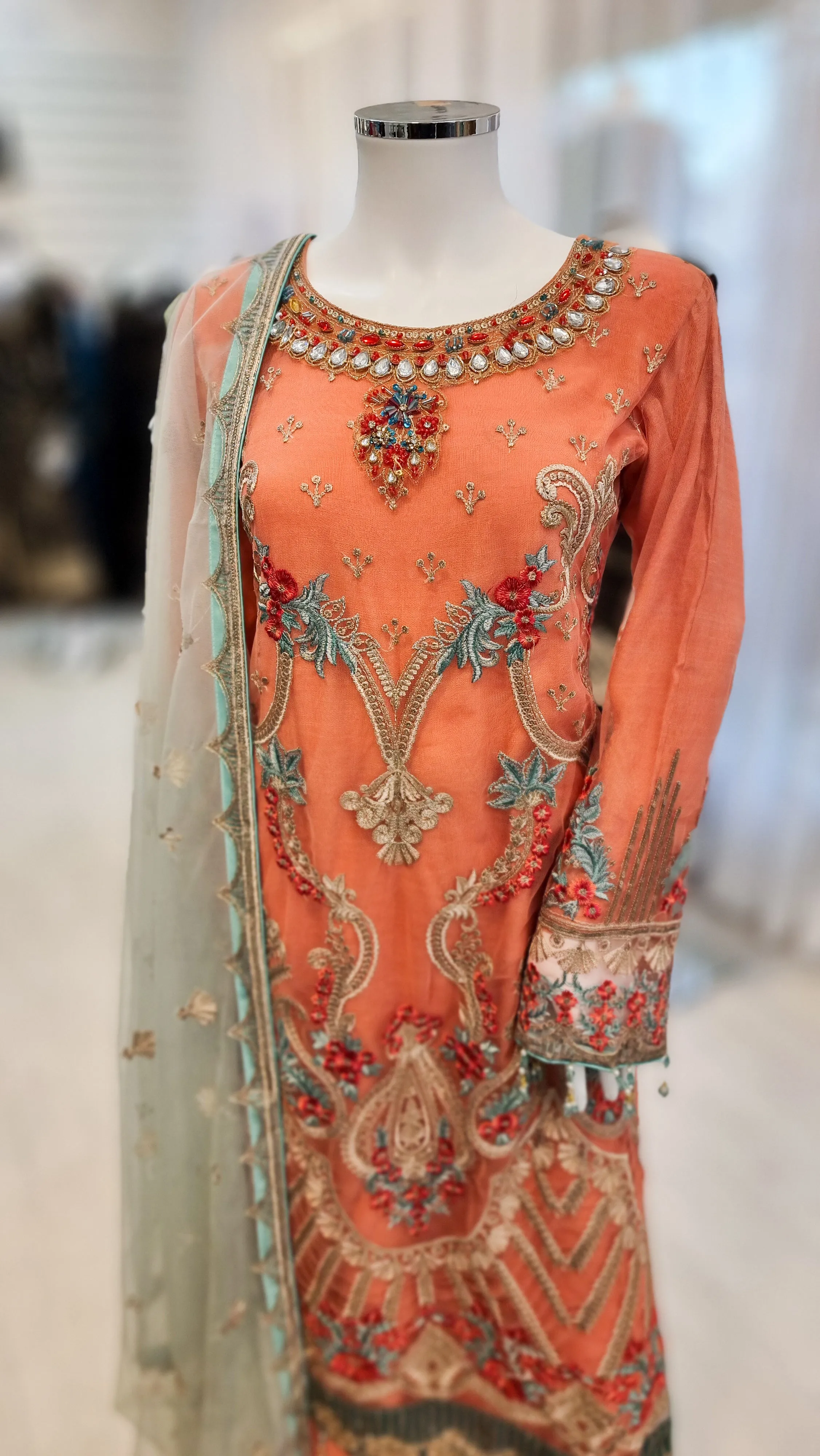 Maryam's Peach Luxury Chiffon Suit (PRET Premium Collection)