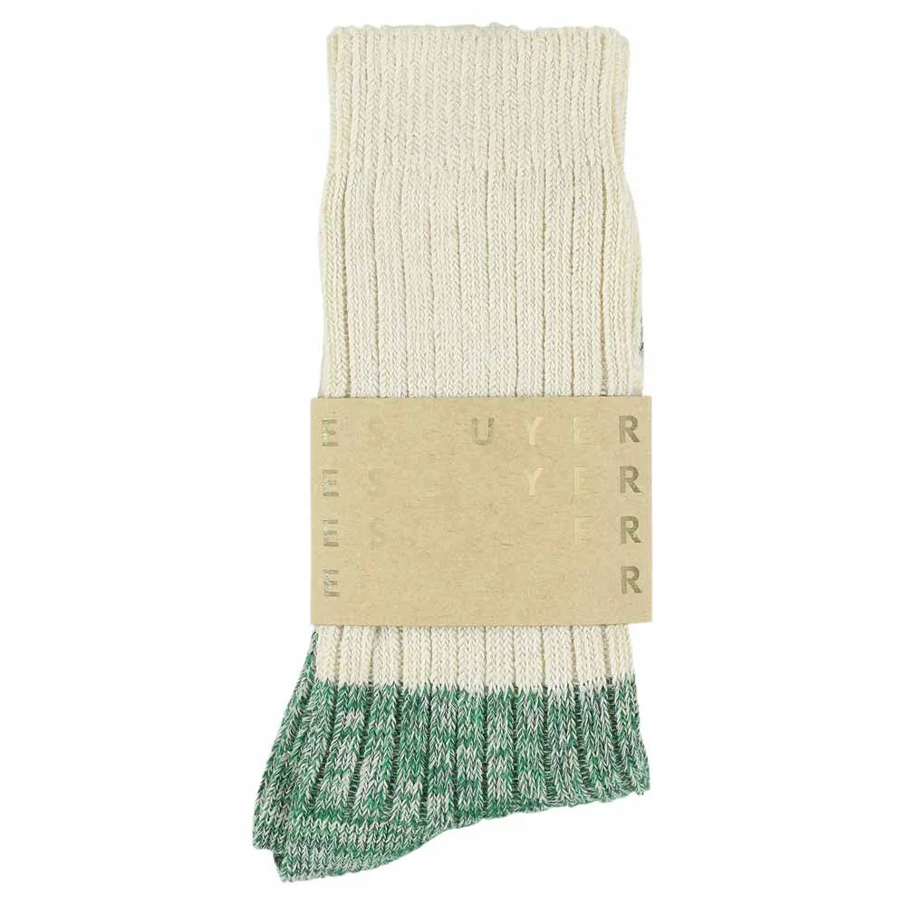 Melange Block Socks Ecru / Green