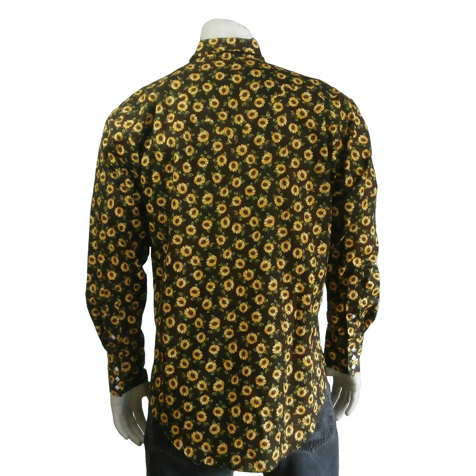 Men's Vintage Brown Floral Print Western Shirt