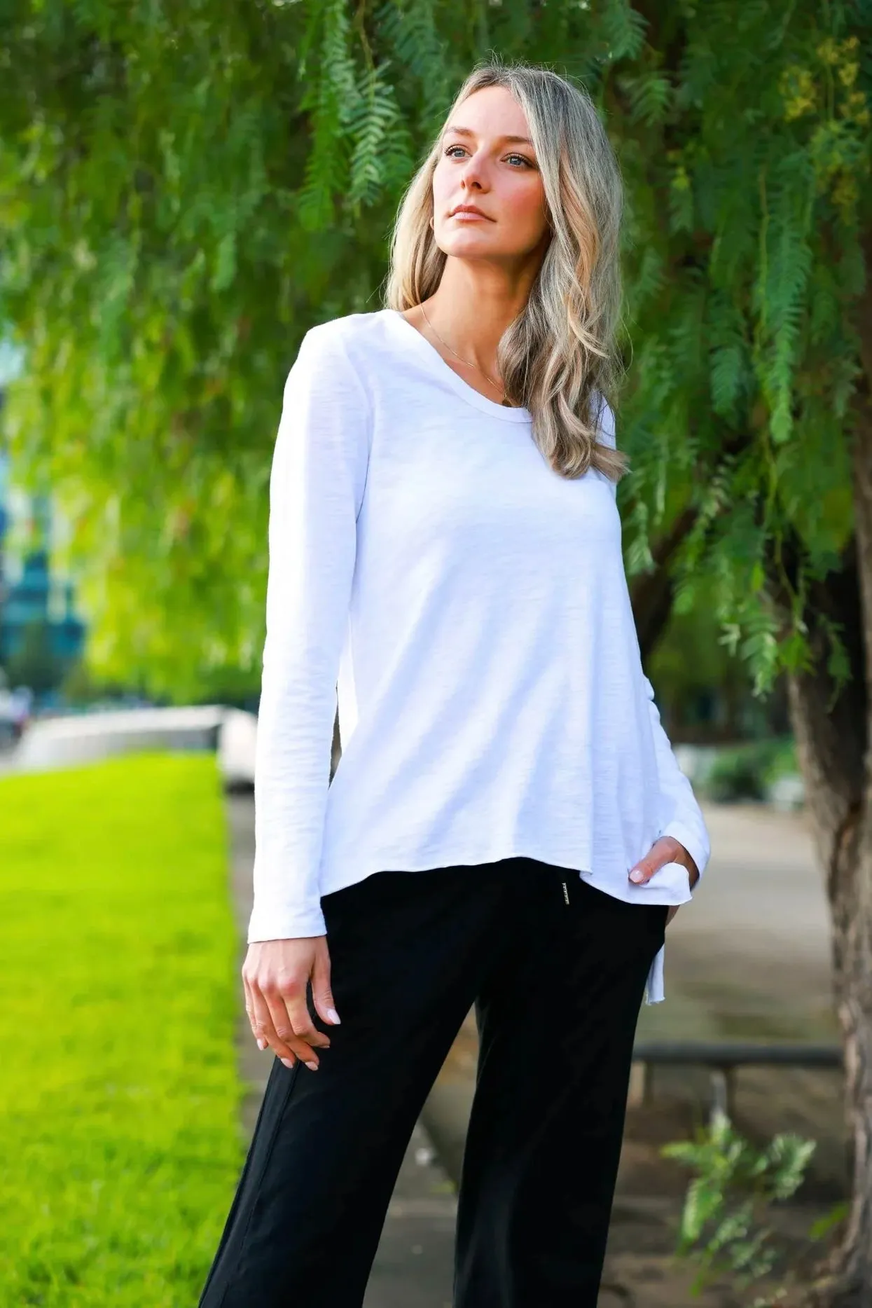 Millicent Long Sleeve Tee - White