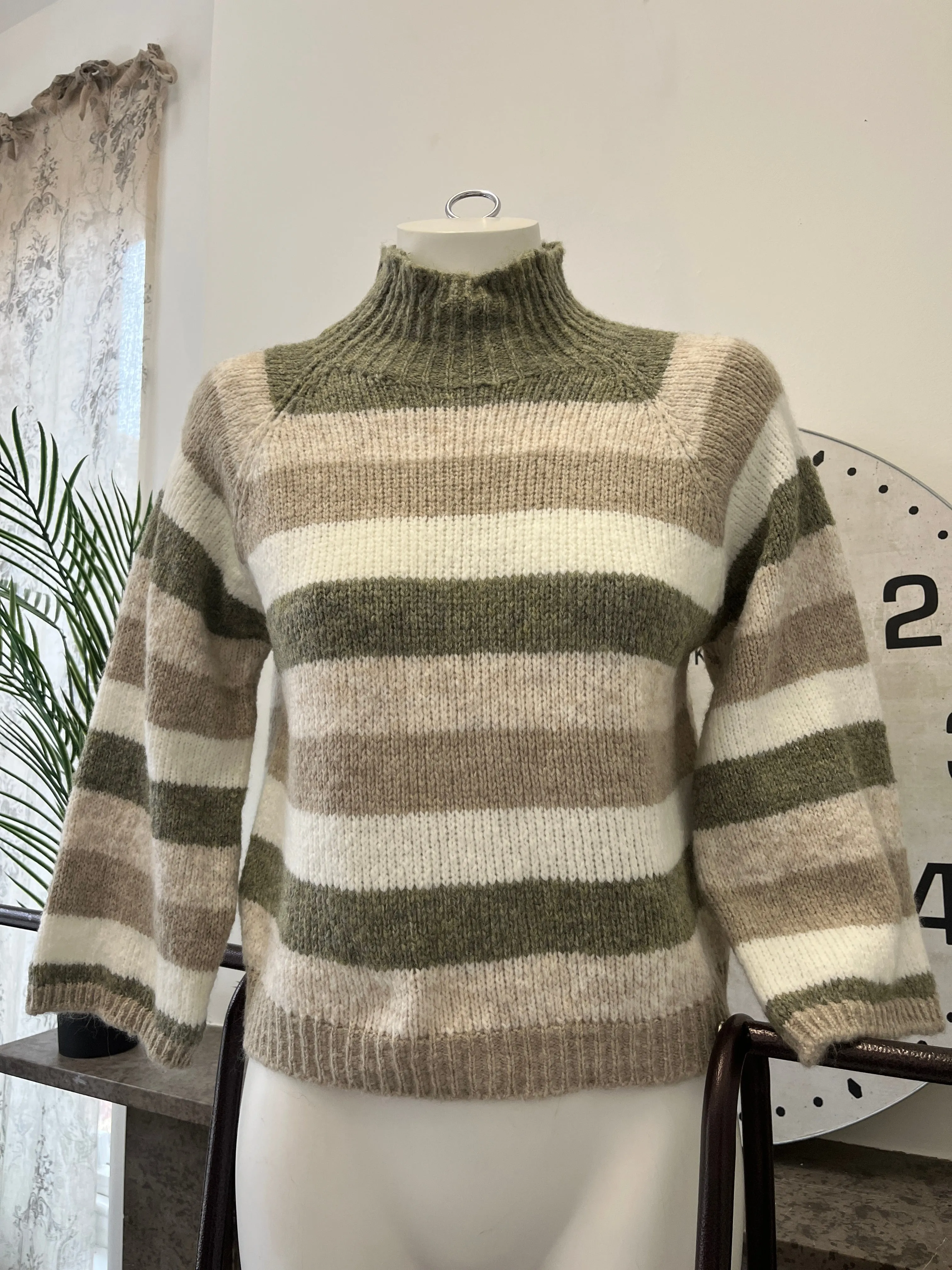 Multi Stripe High Neck Jumper