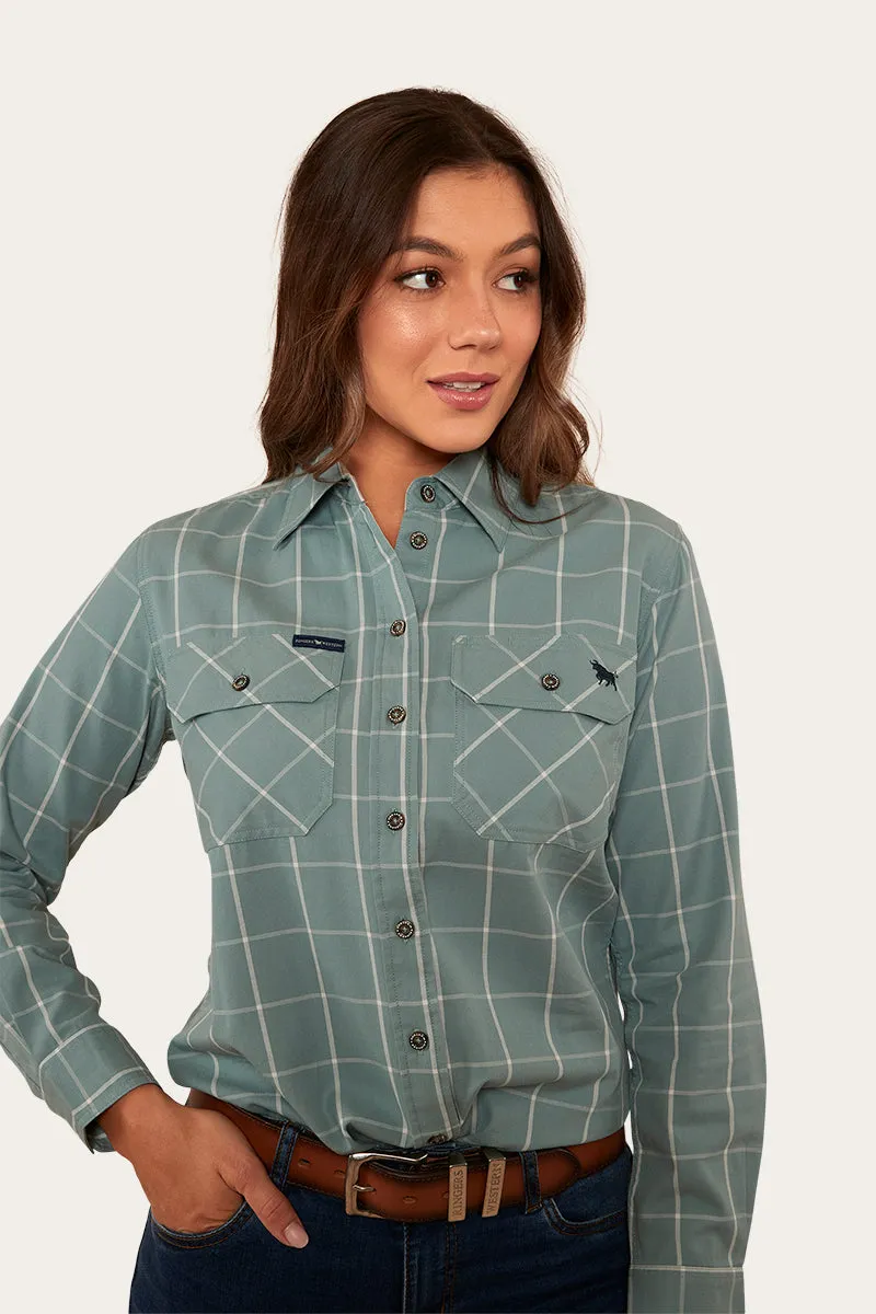 Northcliff Womens Full Button Work Shirt - Sea Green