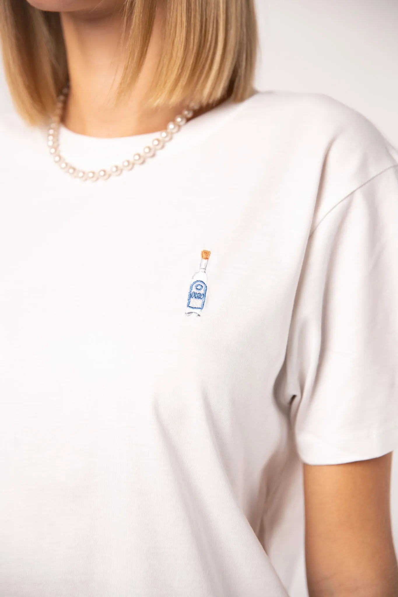 Ouzo | Besticktes Frauen Oversized Bio Baumwoll T-Shirt