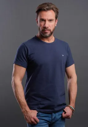 Plain Short-sleeve O-neck T-shirt-Navy