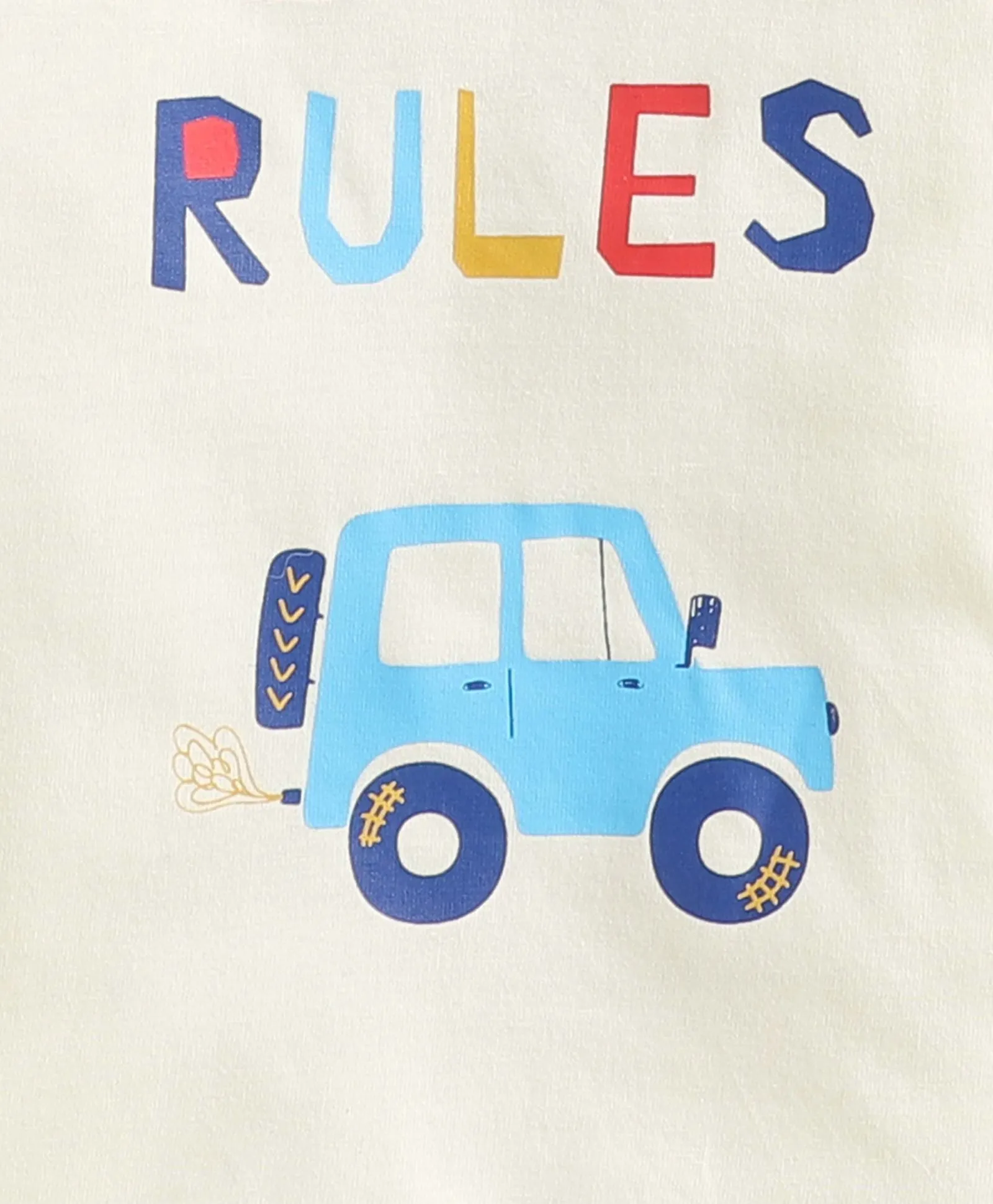 Polka Tots Half Sleeves Boys Rules Print Tshirt - Cream