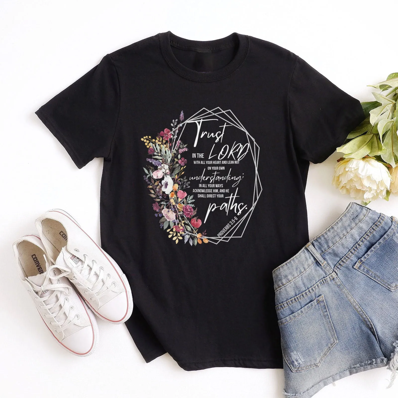 Proverbs 3:5-6 Floral Tee