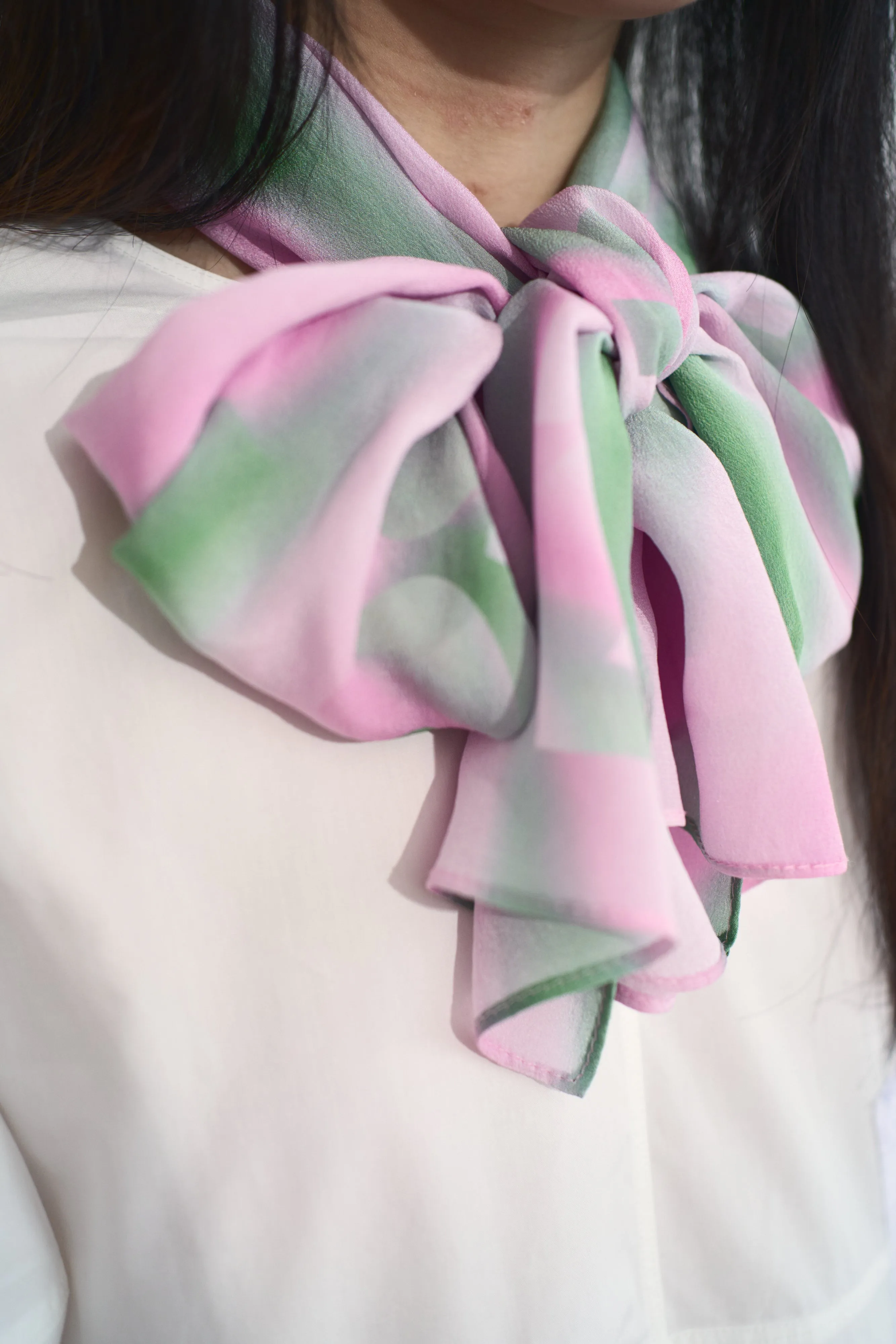 "Day Dream" Silk Long Scarf - Pink