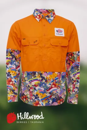 "Sweet Pickin's" Custom Hillwood Berries Orange Day Only Hi Vis Workshirt