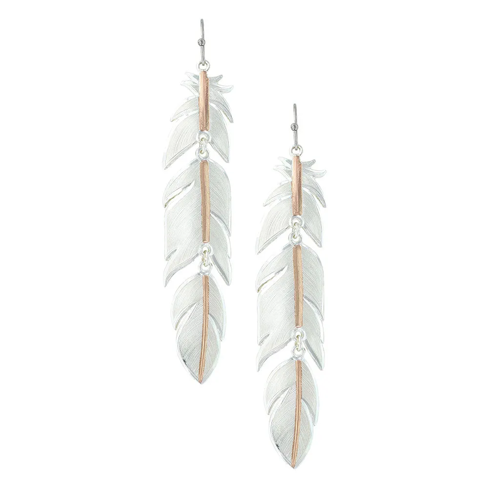 Rose Gold Plume Feather Earrings- Montana Silversmiths