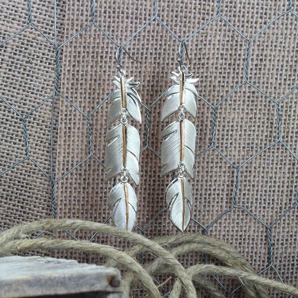 Rose Gold Plume Feather Earrings- Montana Silversmiths