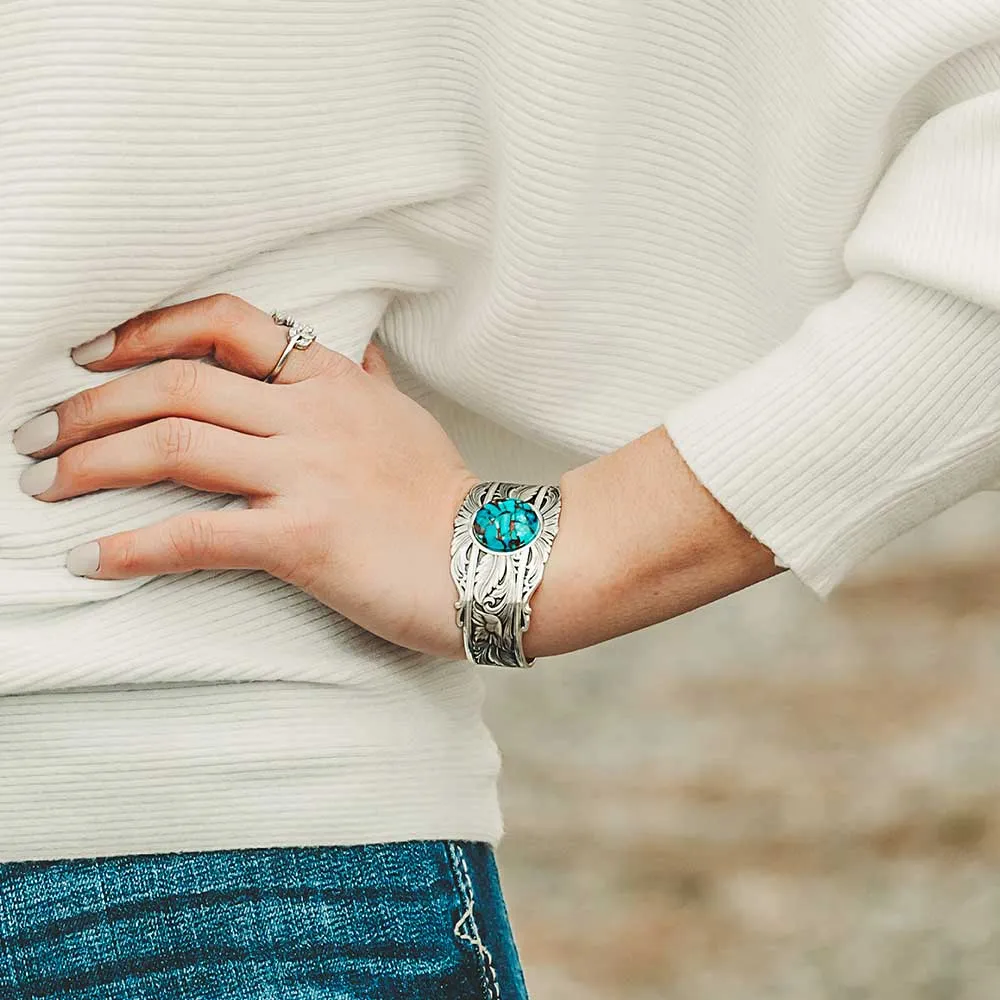 Sheridan Blue Turquoise Cuff Bracelet - Montana Silversmiths