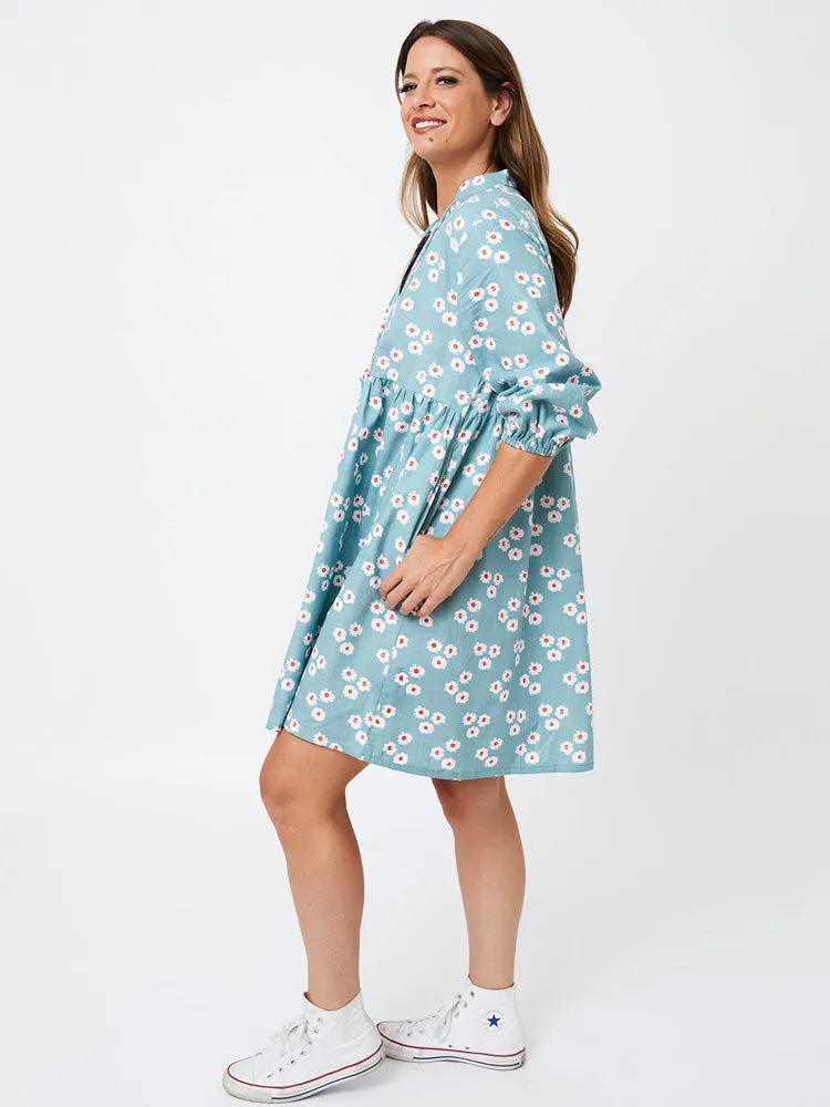 Sohla Mini Dress - Floral Trio Slate