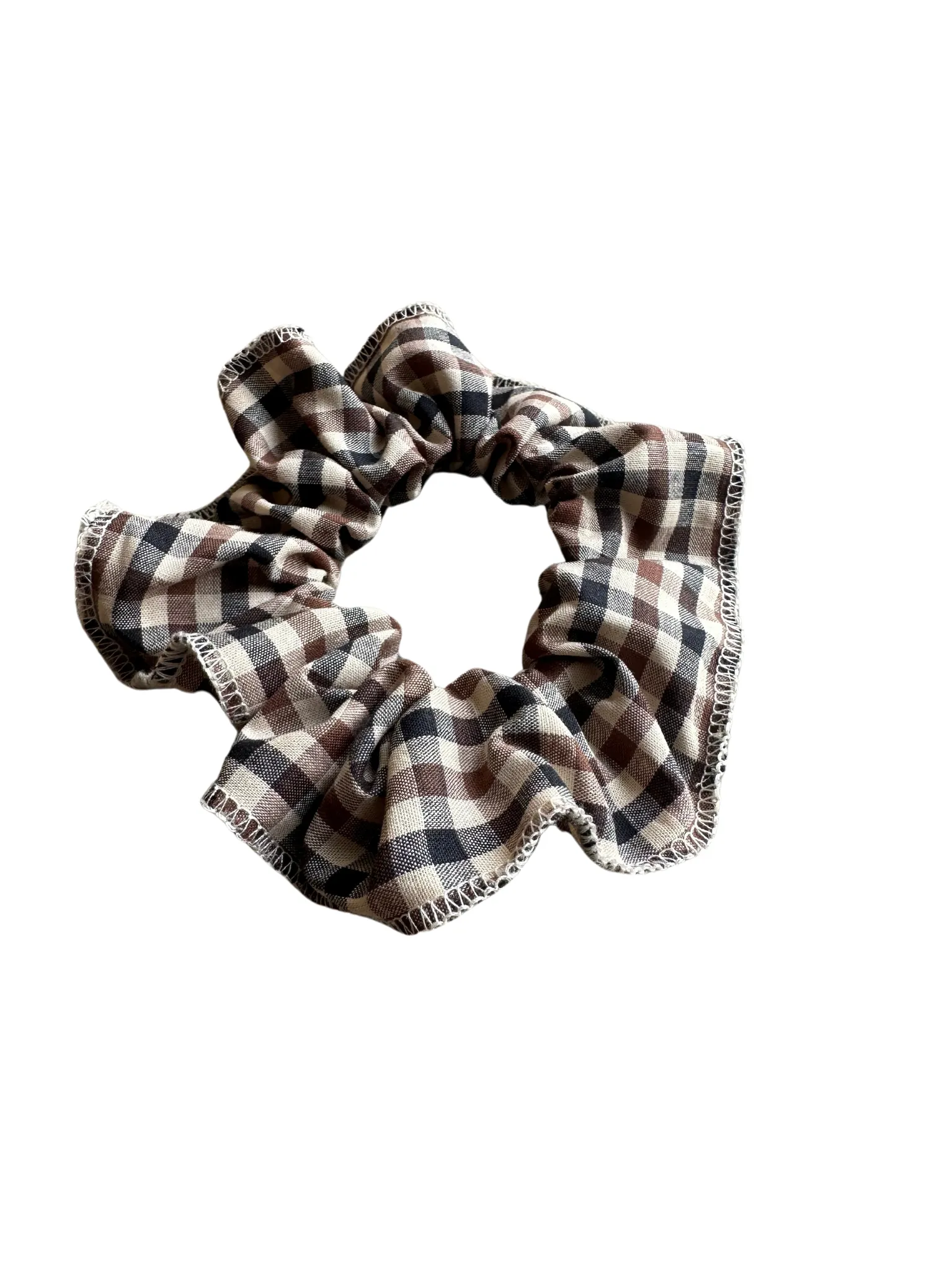 TAN GINGHAM CONTRAST SCRUNCHIE