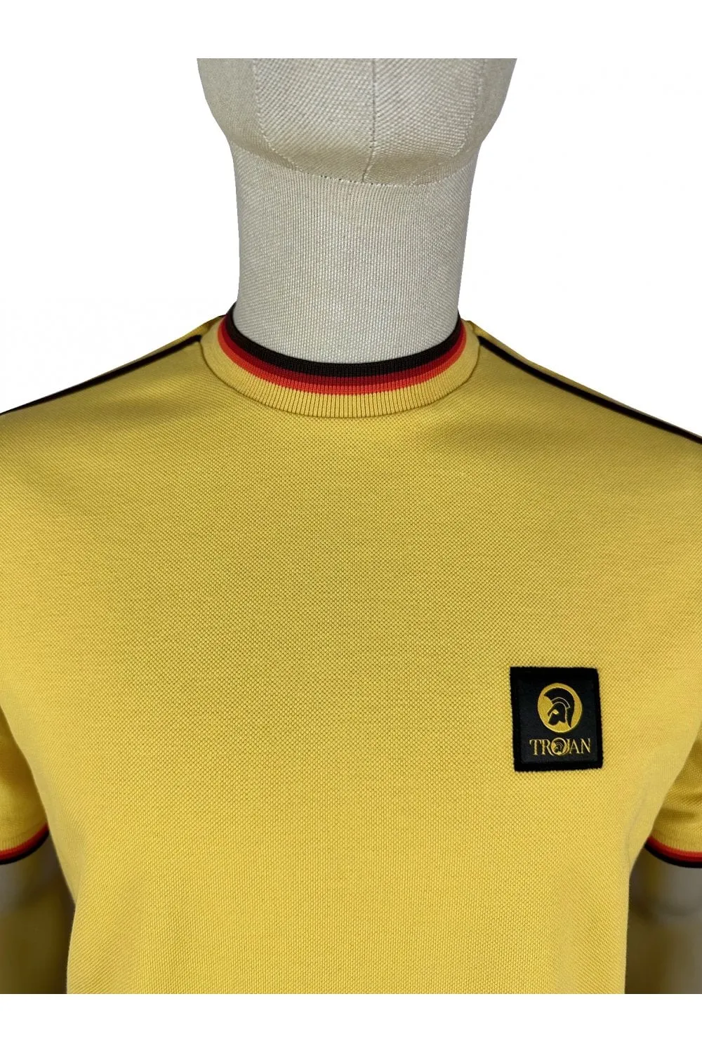 Trojan Records Men's TC1042 Three Colour Tipped Pique T Shirt Mustard