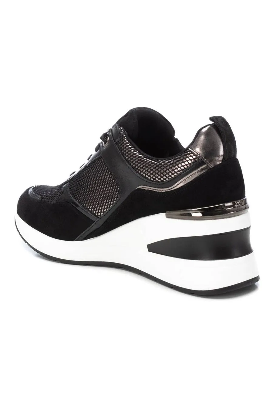 XTI 143073 Metallic Black Wedge Trainers